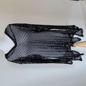 InGear USA Mesh Tunic Top Beach Coverup Hoodie  Black